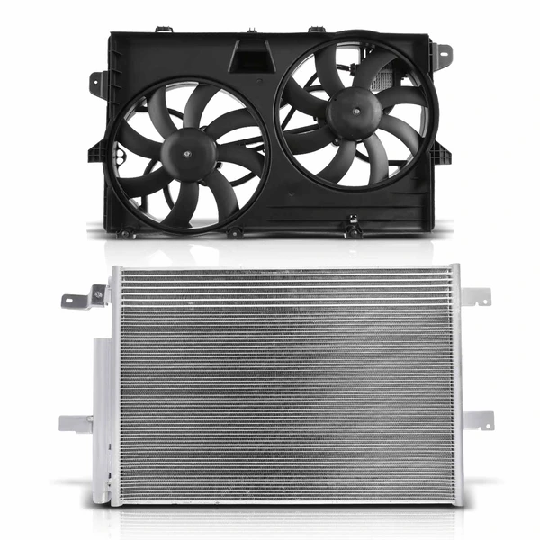 AC Condenser & Dual Cooling Fan Assembly Kit for 2011-2014 Ford Edge