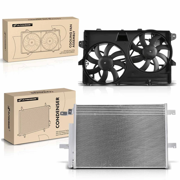 AC Condenser & Dual Cooling Fan Assembly Kit for Ford Edge 2011-2014 Lincoln MKX