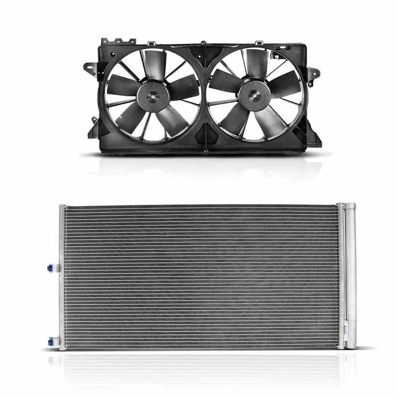 AC Condenser & Dual Cooling Fan Assembly Kit for Ford Expedition F-150 Lincoln