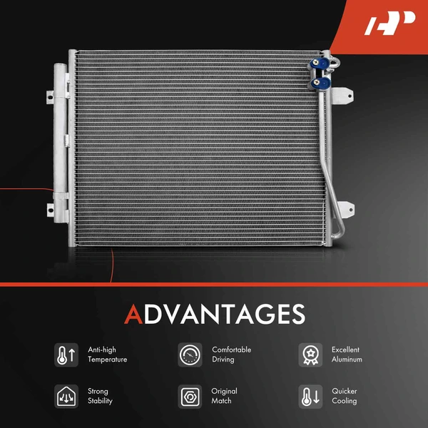 AC Condenser & Dual Cooling Fan Assembly Kit for Volkswagen CC Passat