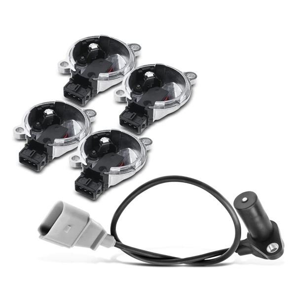 4 Pcs Camshaft & 1 Pc Crankshaft Position Sensor for Audi RS6 2003 V8 4.2L DOHC