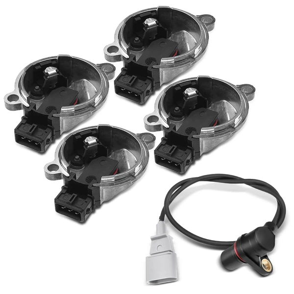 4 Pcs Camshaft & 1 Pc Crankshaft Position Sensor for 2001-2005 Audi Allroad Quattro