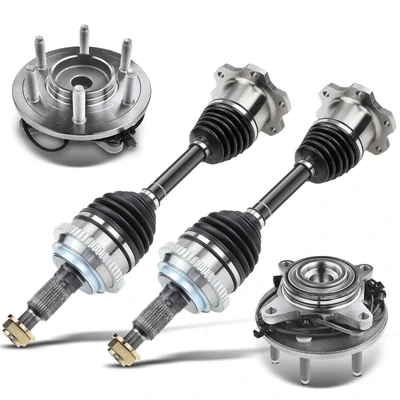 4 Pcs Front CV Axle + Wheel Hub Bearing Assembly