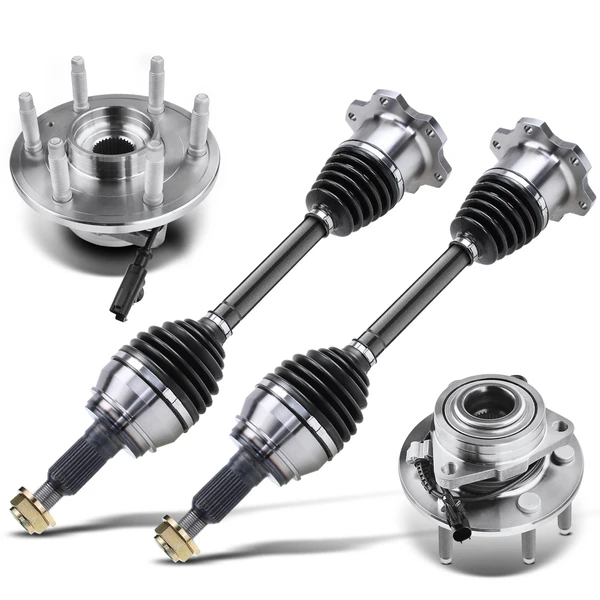4 Pcs Front CV Axle + Wheel Hub Bearing Assembly for 2007-2014 GMC Yukon