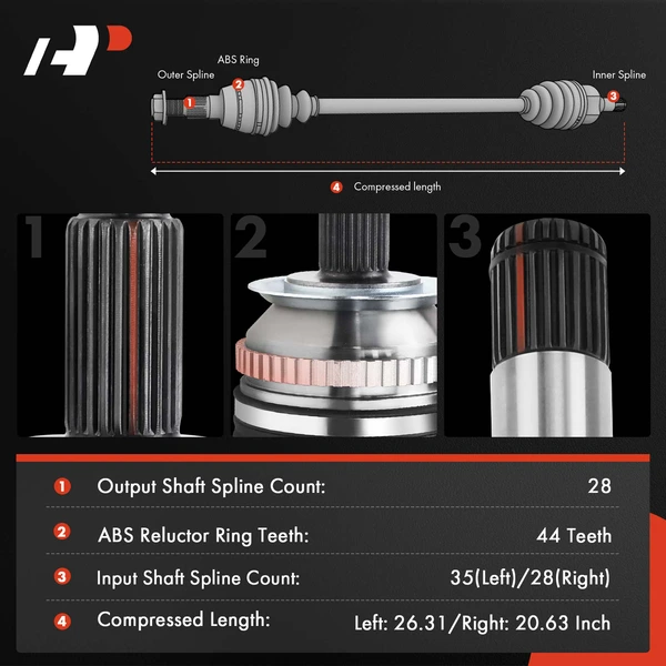 2-Pc CV Axle Shaft Assembly Front Driver & Passenger A-Premium APCVA2588