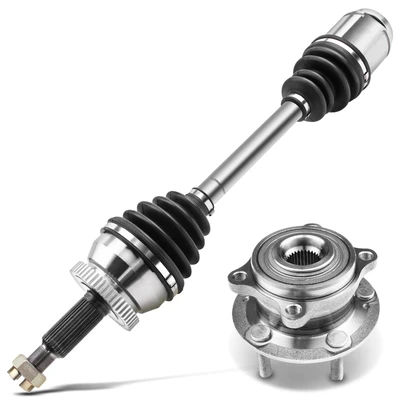 2 Pcs Front Passenger CV Axle Shaft Assembly & Wheel Hub Bearing