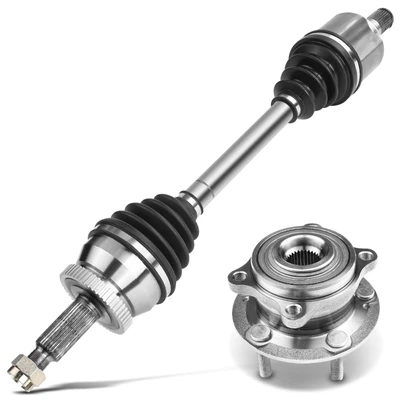 2 Pcs Front Driver CV Axle Shaft Assembly & Wheel Hub Bearing