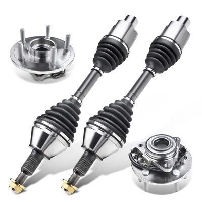 4 Pcs Front CV Axle + Wheel Hub Bearing Assembly