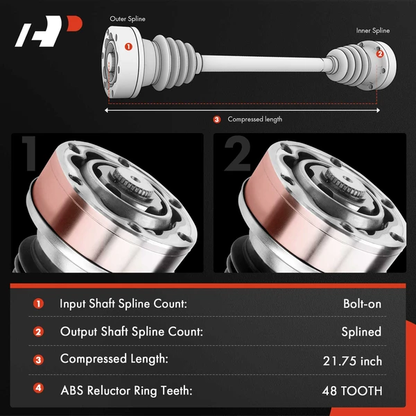 2-Pc CV Axle Shaft Assembly Front Driver & Passenger A-Premium APCVA2611