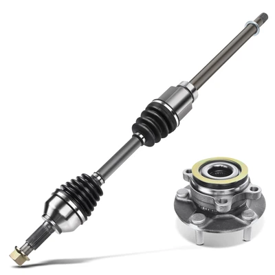 2 Pcs Front Passenger CV Axle Shaft Assembly & Wheel Hub Bearing