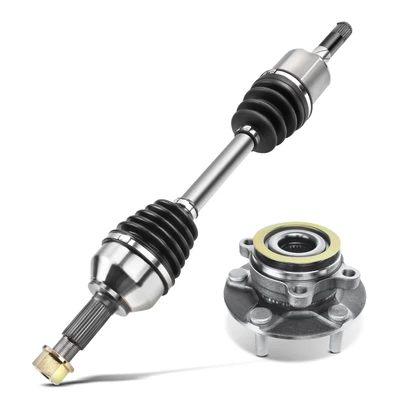 2 Pcs Front Driver CV Axle Shaft Assembly & Wheel Hub Bearing
