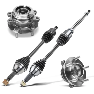 4 Pcs Front CV Axle Shaft Assembly & Wheel Hub Bearing
