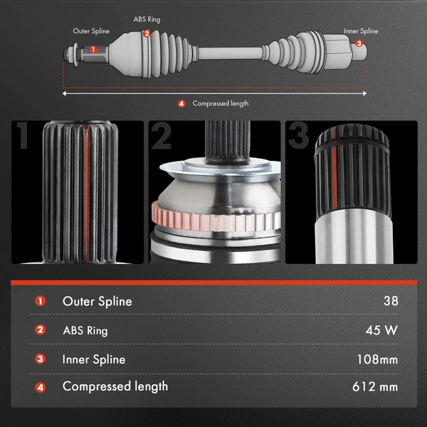 2-Pc CV Axle Shaft Assembly Front Driver & Passenger A-Premium APCVA2653