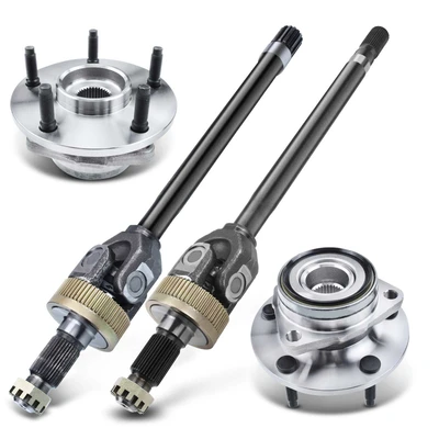 4 Pcs Front CV Axle + Wheel Hub Bearing Assembly