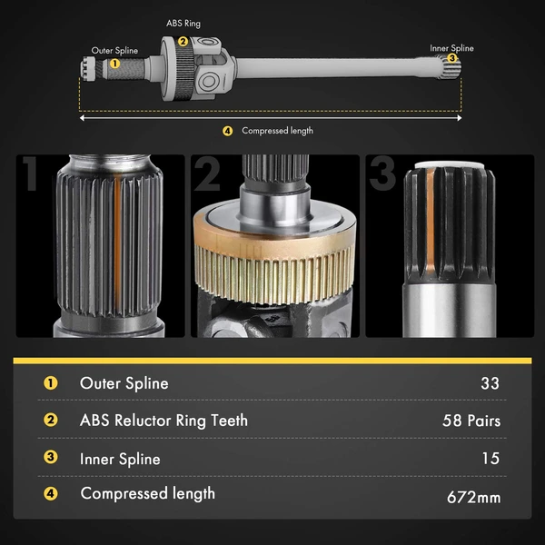 4-Pc CV Axle Shaft and Wheel Hub Assembly Kit Front Driver & Passenger A-Premium APCVA2440