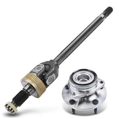 2 Pcs Front Driver CV Axle + Wheel Hub Bearing Assembly