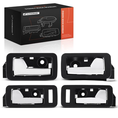 4 Pcs Front & Rear Black & Chrome Interior Door Handle