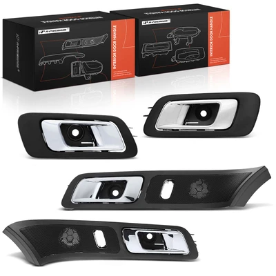 4 Pcs Front & Rear Black & Chrome Interior Door Handle