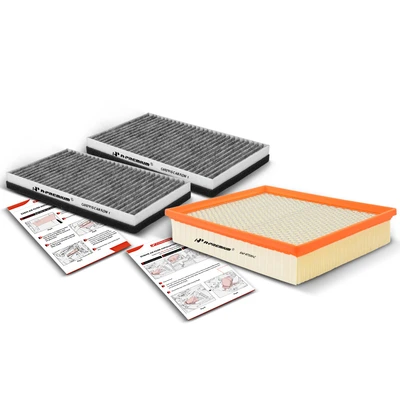 3 Pcs Engine & Activated Carbon Cabin Air Filter