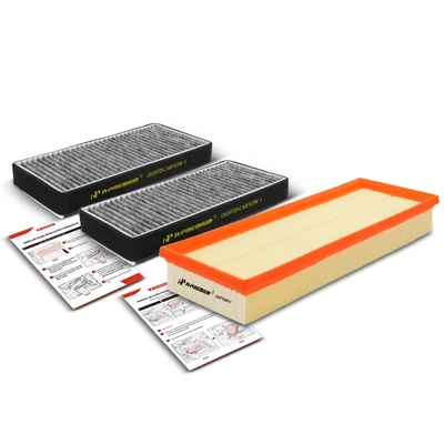 3 Pcs Engine & Activated Carbon Cabin Air Filter