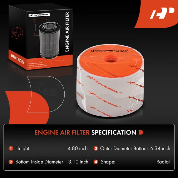 Engine & Activated Carbon Cabin Air Filter for Audi A6 2013-2018 A6 Quattro