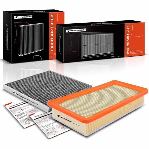 Engine & Activated Carbon Cabin Air Filter for Chrysler 200 2015-2017 L4 2.4L V6 3.6L