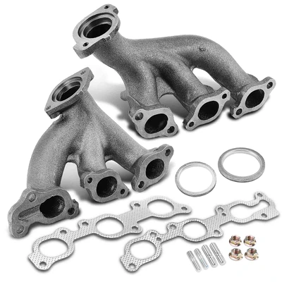 2 Pcs Front & Rear Exhaust Manifold with Gasket