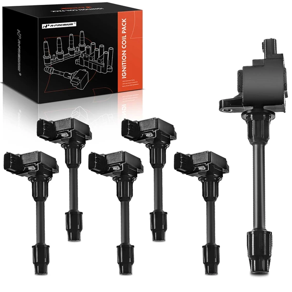 A Set of 6-Pc Ignition Coil 3-Blade Terminal Rectangular, Oval A-Premium APIC0137