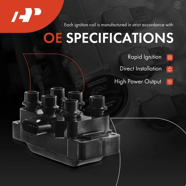 A Set of 7-Pc Ignition Coil and Spark Plug Wire Kit 4-Blade Terminal Rectangular, Square A-Premium APIC0744