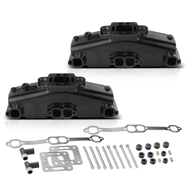 2 Pcs Marine Exhaust Manifold with Gasket for MCM MIE GM V8 Engines 305 350 377 V8