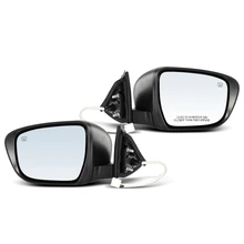 2 Pcs Driver & Passenger White Power Heated Mirror with 7-Pin