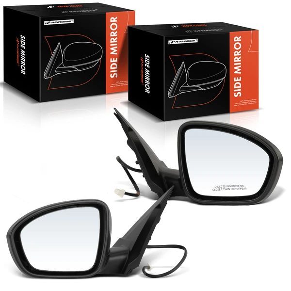 Driver & Passenger Mirror, Power Adjustment, Manual Folding, Textured Black A-Premium APMI471