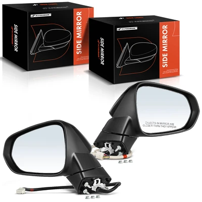 2 Pcs Driver & Passenger Black Power Heated Mirror with-12 Pin