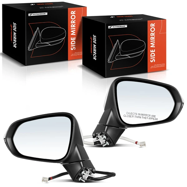 Driver & Passenger Mirror, Powered, with Heated, White & Black A-Premium APMI392