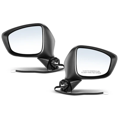 2 Pcs Driver & Passenger White Power Heated Mirror with 6-Pin