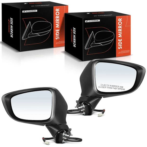 Driver & Passenger Mirror, Powered, with Heated, White & Black A-Premium APMI295