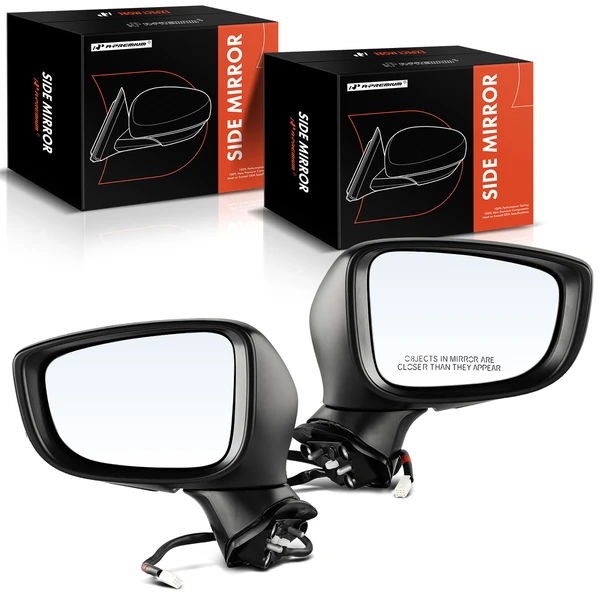 Driver & Passenger Mirror, Powered, White & Black A-Premium APMI320