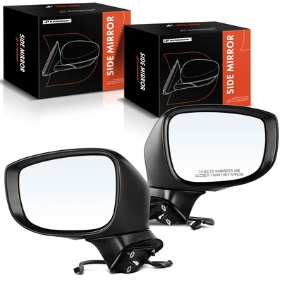 2 Pcs Driver & Passenger White Manual Folding Mirror with 9-Pin