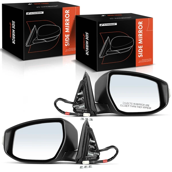 Driver & Passenger Mirror, with Heating, Power Adjustment, Manual Folding, Black A-Premium APMI297
