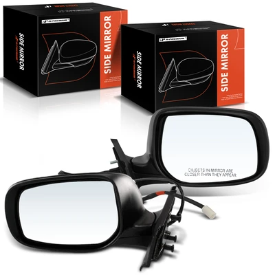 2 Pcs Driver & Passenger Black Manual Folding Mirror with 3-Prong