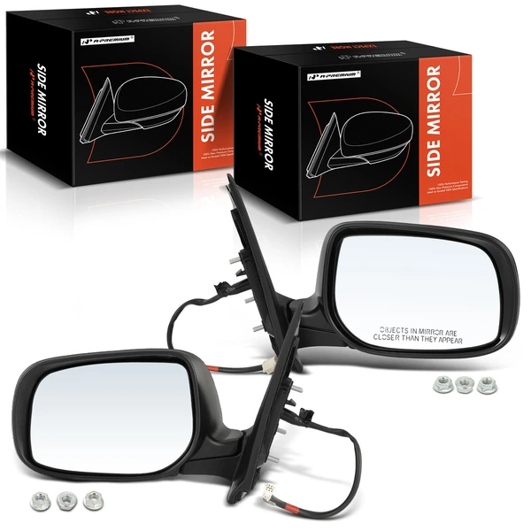 Driver & Passenger Mirror, Power Adjustment, Manual Folding, Black A-Premium APMI473