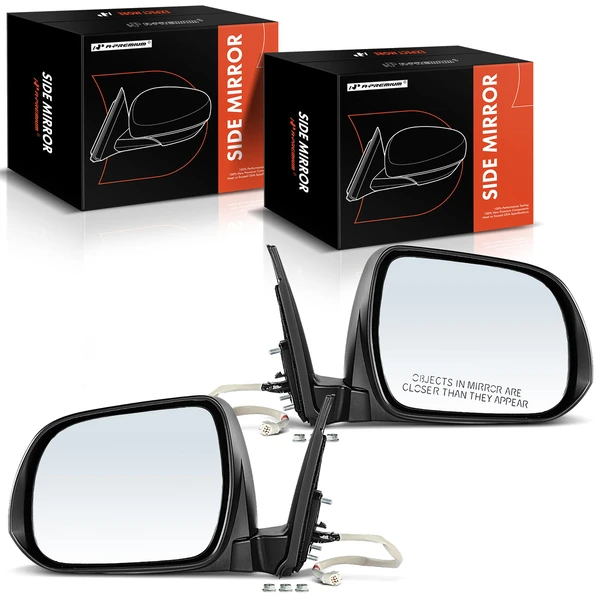 Driver & Passenger Mirror, Powered, Black A-Premium APMI299
