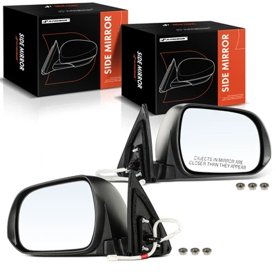 2 Pcs Driver & Passenger White Manual Folding Mirror with 3-Pin