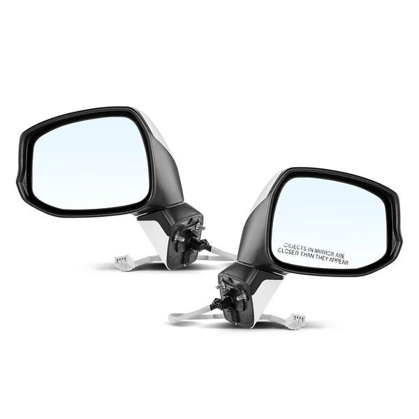 Driver & Passenger Mirror, with Heating, Power Adjustment, Manual Folding, White & Black A-Premium APMI090