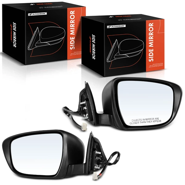 Driver & Passenger Mirror, Power Adjustment, Manual Folding, Black A-Premium APMI303