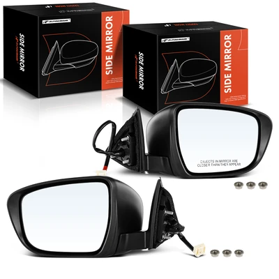 2 Pcs Driver & Passenger White Manual Folding Mirror with 3-Pin