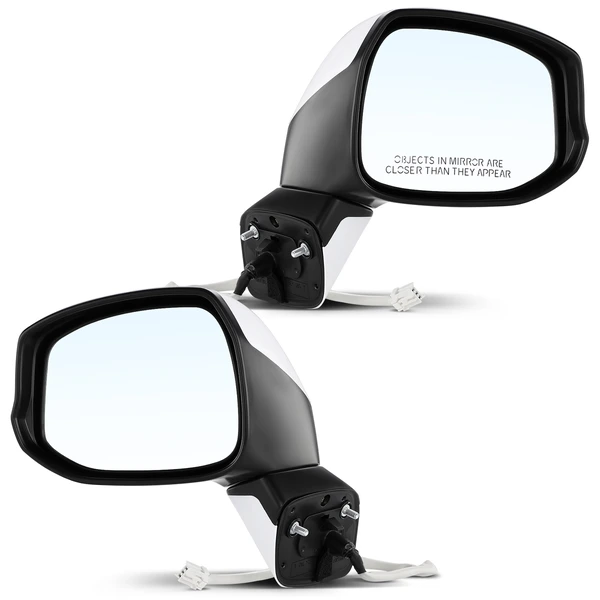 Driver & Passenger Mirror, Power Adjustment, Manual Folding, White & Black A-Premium APMI111