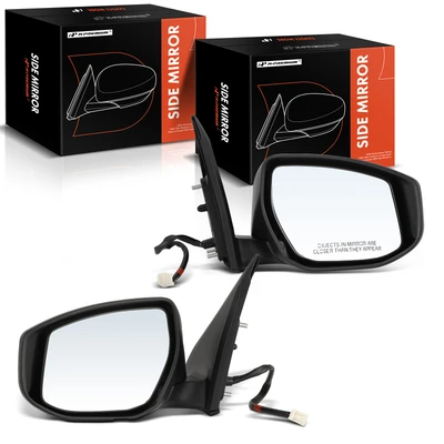 2 Pcs Driver & Passenger Black Power Heated Mirror with 5-Pin