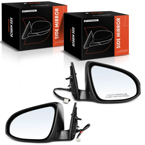 Driver & Passenger Mirror, with Heating, Power Adjustment, Manual Folding, Black A-Premium APMI304
