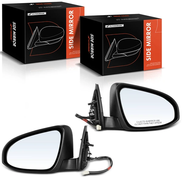Driver & Passenger Mirror, with Heating, Power Adjustment, Manual Folding, White & Black A-Premium APMI305